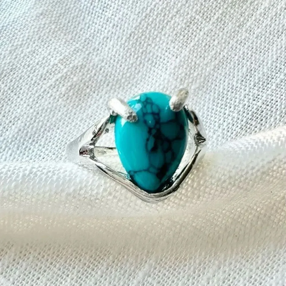 Pear faux turquoise ring size 9